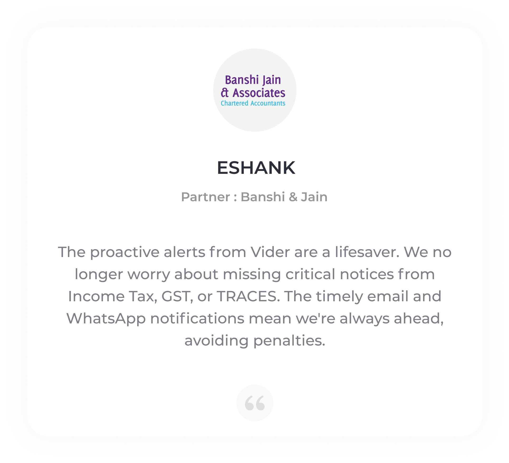 Banshi & Jain Testimonial